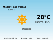 Previsió de l’AEMET a Mollet del Vallès avui 23 de Maig de 2026